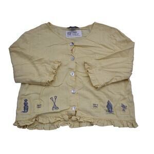 Stonebridge Shirt Womens M Yellow Long Sleeve Button Up Round Neck Top